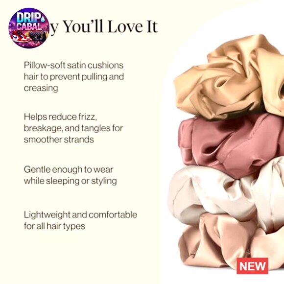 Satin Scrunchies No Damage Hair Ties Pillowy Soft Creaseless Accessories main image 6